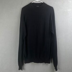 J Peterman Mens Black Cotton Long Sleeve Ribbed Crew Neck Pullover Sweater L